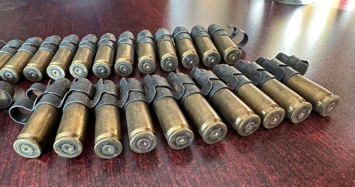 Border war period belted ammunition 7,62 pull out type. Deactivated. 3 Pieces sold together. The cli