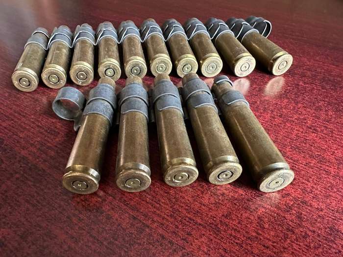12,7 M4 machine gun belts. 2 Pieces with spent cartridges.