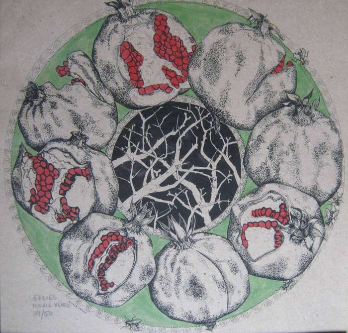 Original Helen Vale Xenos Artwork - 5 Flies