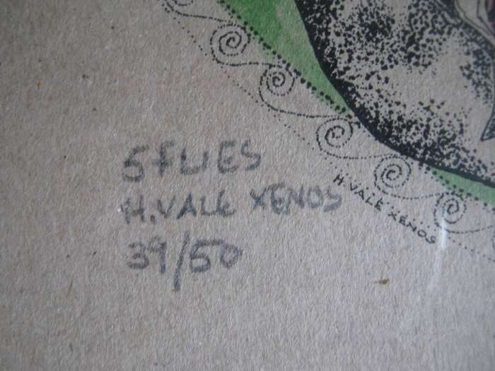 Original Helen Vale Xenos Artwork - 5 Flies