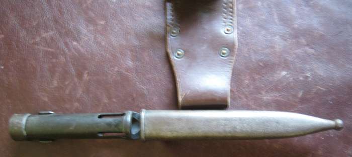 FN | FAL Bayonet with Steel Scabbard & Leather Frog