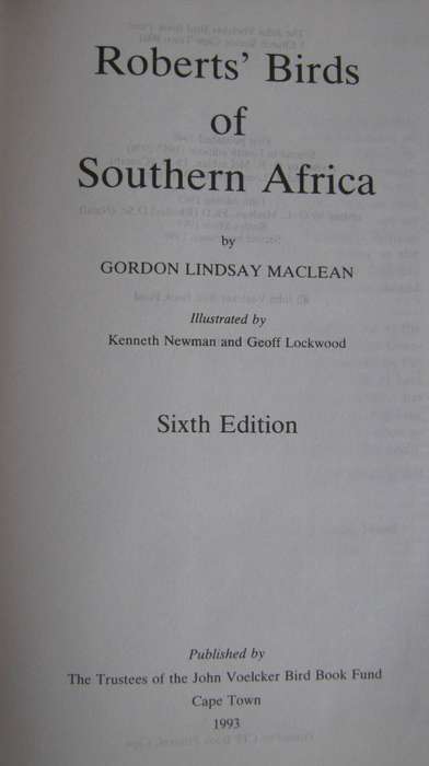 Roberts Birds of South Africa Gordon Lindsay Maclean    Pu