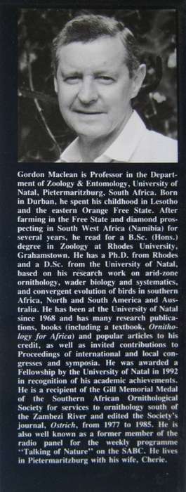 Roberts Birds of South Africa Gordon Lindsay Maclean    Pu