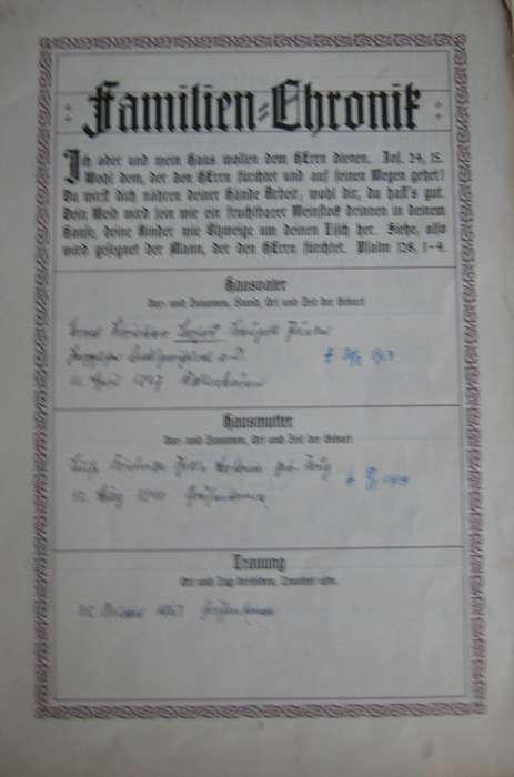 Antique 1911 German Bible. Old & New Testament together with documentation from the Junker Family
