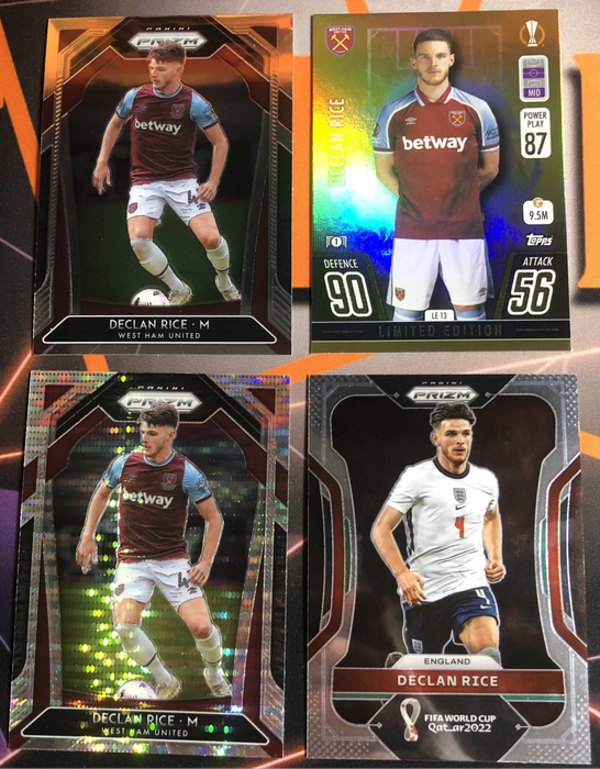 Declan Rice RARE Bundle of 4 Soccer trading cards