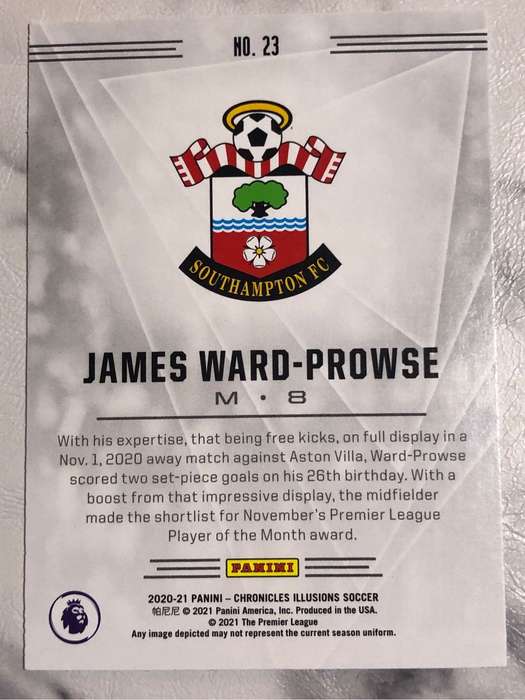 James Ward-Prowse Panini Chronicles 2020 GREEN Speckle variant Soccer trading card