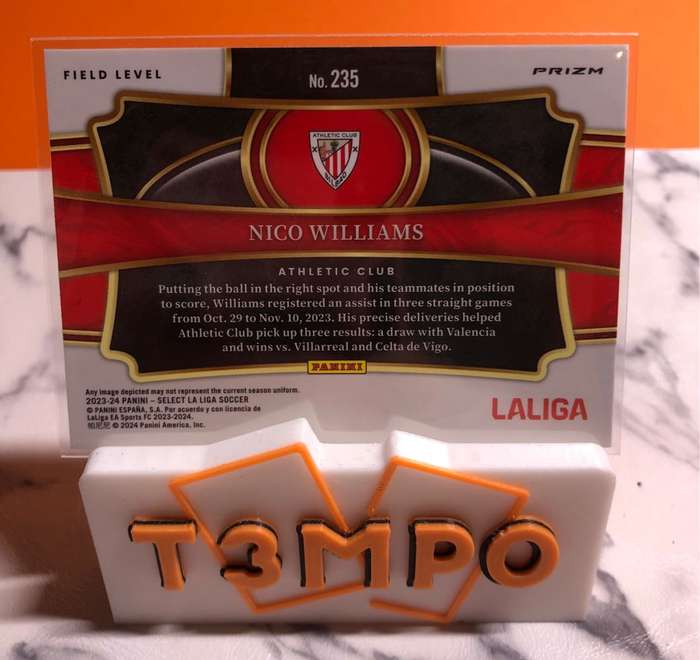 Nico Williams RARE RED Colour match SELECT Field Level 2023-2024 soccer trading card