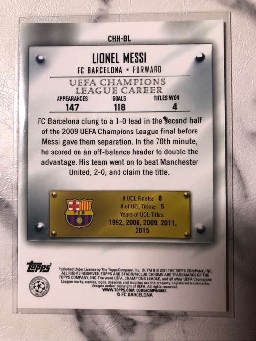 Lionel Messi RARE cup holders REFRACTOR Topps stadium club chrome soccer trading card 2021