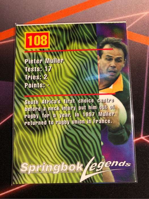 Peter Muller Springbok Legends 1997 Rugby trading card