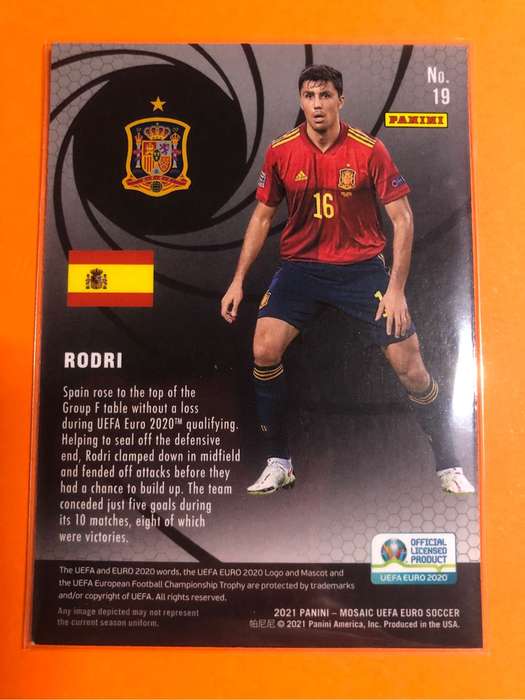 Rodri INSERT Mosaic Euros 2020 Soccer trading card