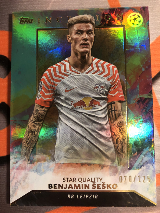 Benjamin Sesko Numbered out of 125 HIGH END Topps Inception Soccer trading card