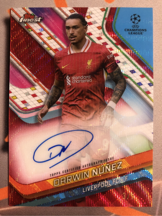 Darwin Nunez NUMBERED 5 of 5 RED Colour match NEW Topps Finest 2025 soccer trading card