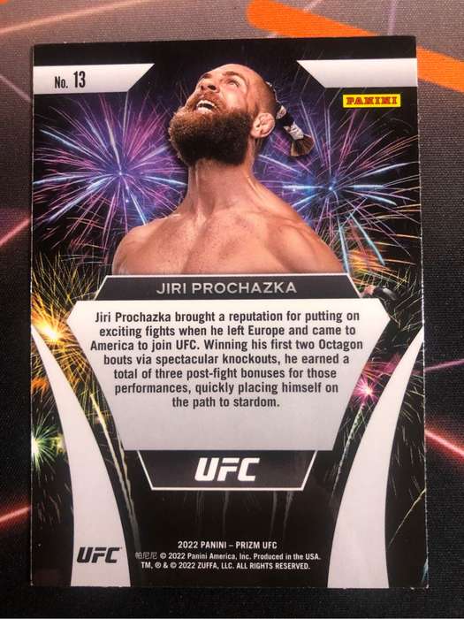 Jiri Prochazka Fireworks Prizm  2022 UFC trading card