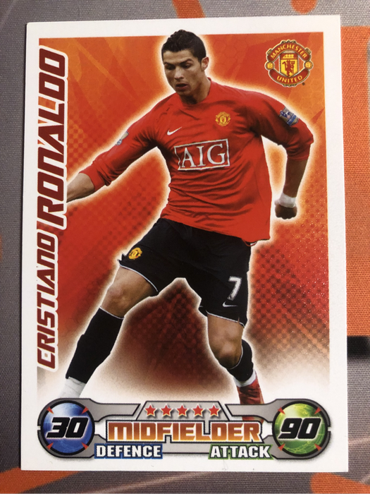 Cristiano Ronaldo RARE Vintage Match Attax 2008 HUNDRED CLUB Soccer trading card 
