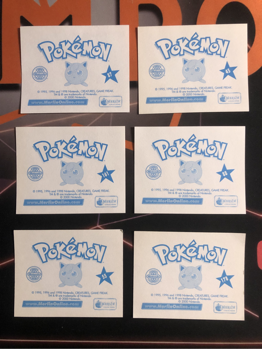 Pokémon OG Bundle of RARE 6 Vintage 2000s Topps stickers (Near Mint condition)
