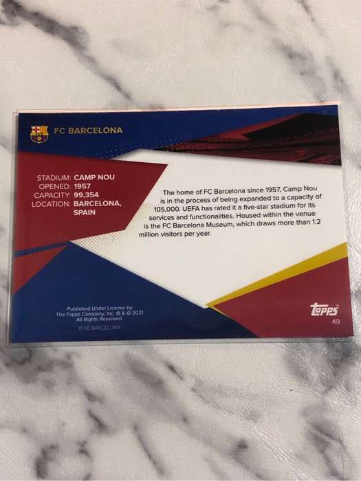 Barcelona stadium Camp Nou Stadium Topps Barcelona set 2021 Soccer trading card