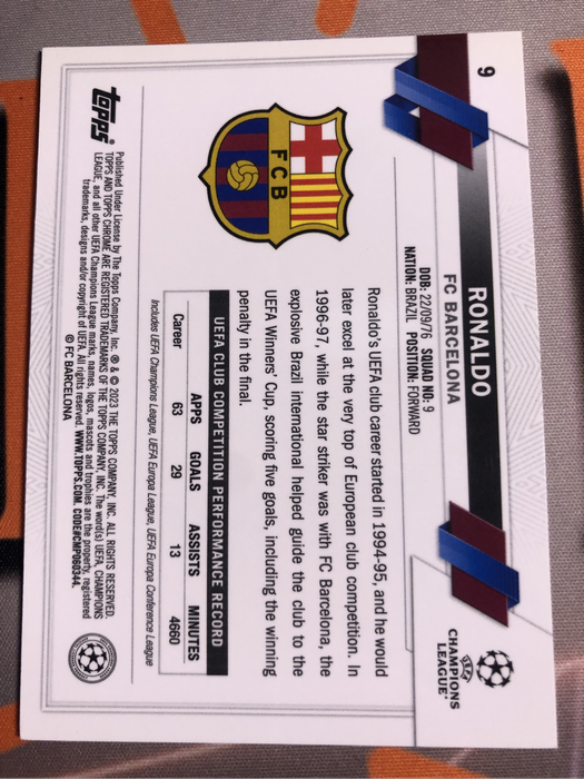 R9 Ronaldo Saphire IMAGE VARIATIONS Topps 2023 soccer trading card
