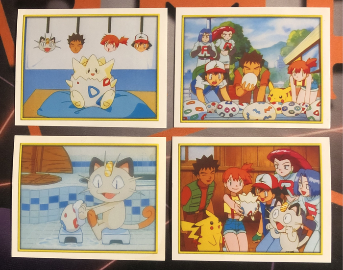 Pokémon Togepi Bundle of RARE 4 Vintage 2000s Topps stickers (Near Mint condition)