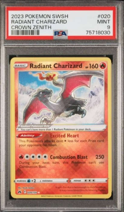 Radiant Charizard 020/159 GRADED 2023 PSA 9 Pokémon trading card