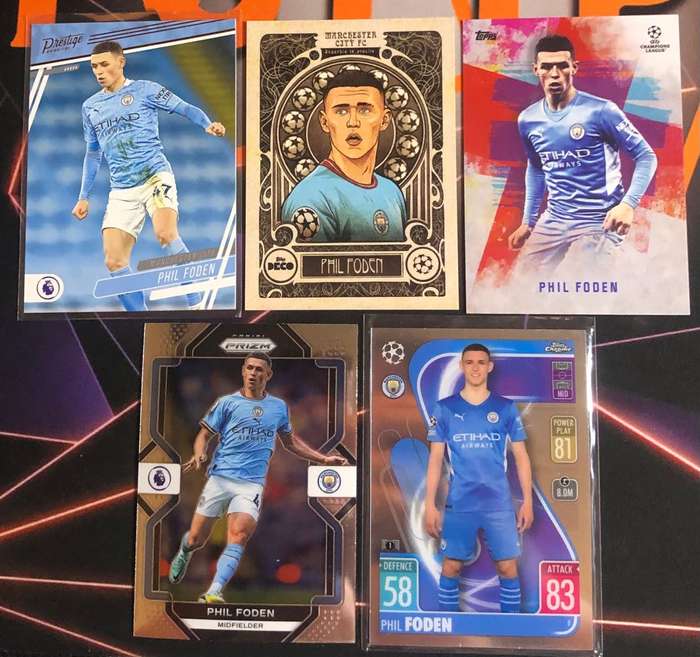 Phil Foden RARE Bundle of 5 Soccer trading cards