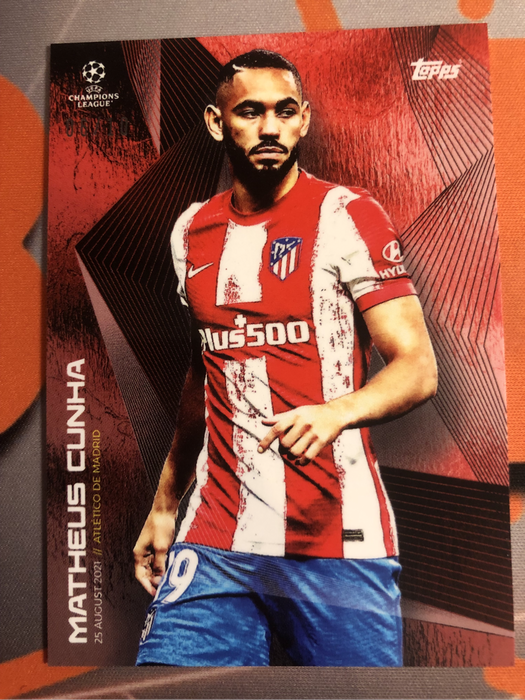 Matheus Cunha NUMBERED out of 10 RED Colour match Soccer trading card