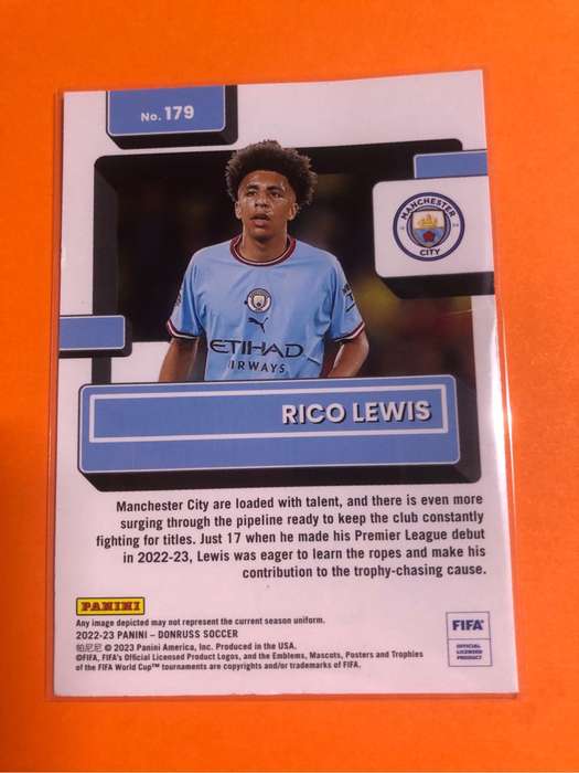 Rico Lewis Rated ROOKIE Donruss 2022 Soccer trading card