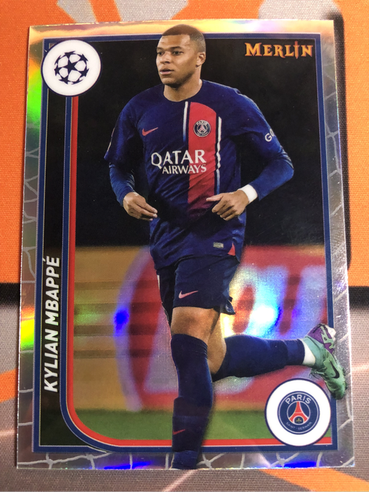 Kylian Mbappe REFRACTOR Topps Merlin 2024 soccer trading card 