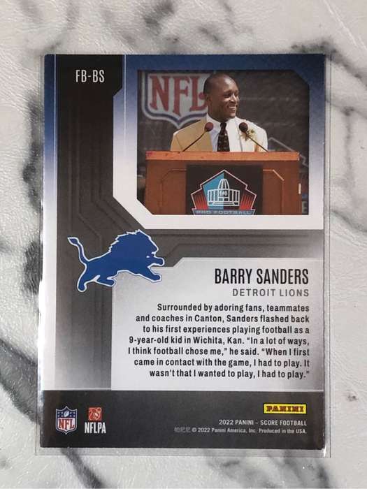 Barry Sanders SCORE First Ballot 2022 American Football trading card