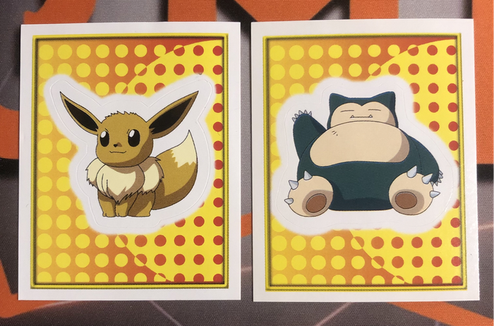 Pokémon Snorlax & Evie Bundle of RARE 2 Vintage 2000s Topps stickers (Near Mint condition)