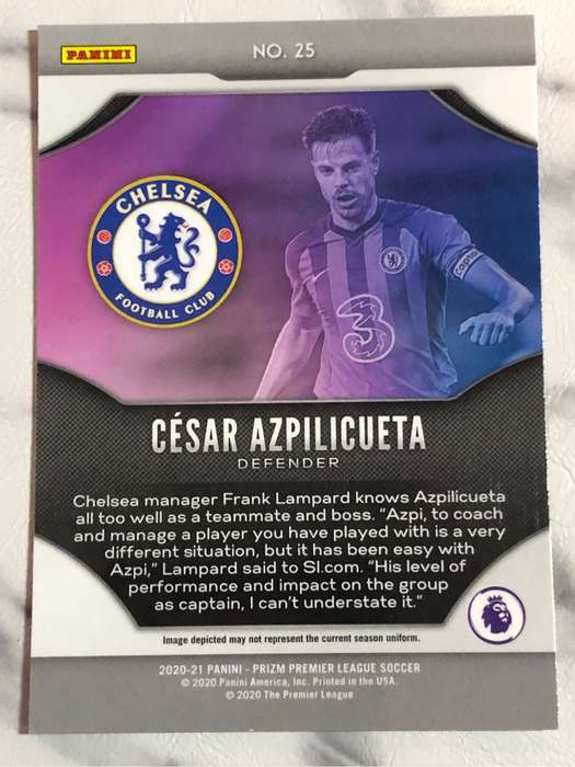 Cesar Azpilicueta Fireworks PRIZM 2020 Soccer trading card