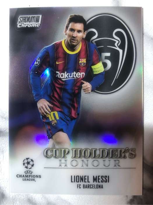 Lionel Messi RARE cup holders REFRACTOR Topps stadium club chrome soccer trading card 2021