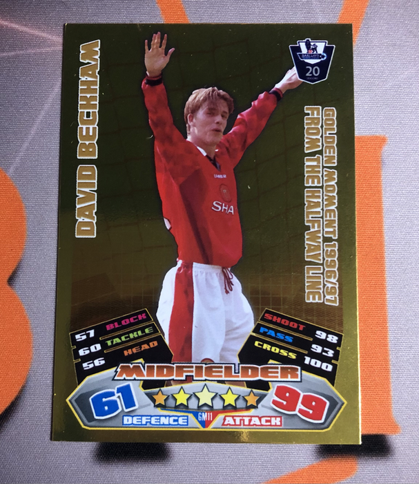 David Beckham Ultra RARE golden moment Match Attax soccer trading card