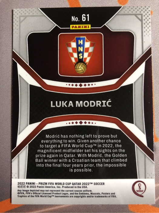 Luka Modric 2022 Prizm World Cup soccer trading card