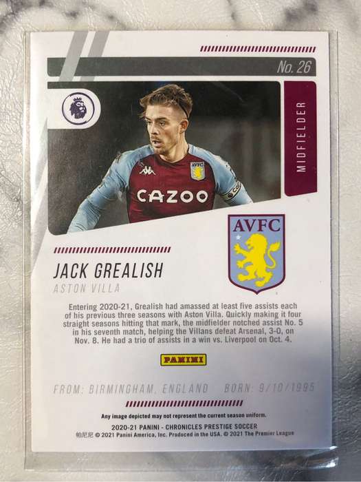 Jack Grealish H2 EXCLUSIVE Chronicles circles PRESTIGE 2020 soccer trading card
