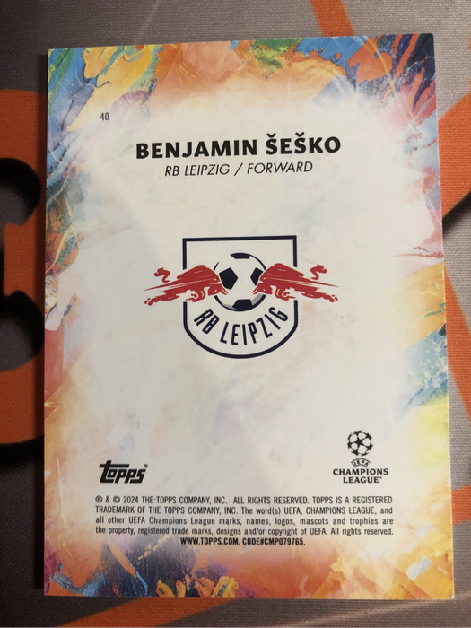 Benjamin Sesko Numbered out of 125 HIGH END Topps Inception Soccer trading card