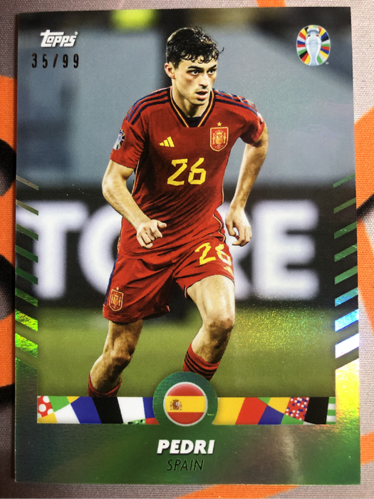 Pedri NUMBERED out of 99 Topps Euros 2024 Soccer trading card