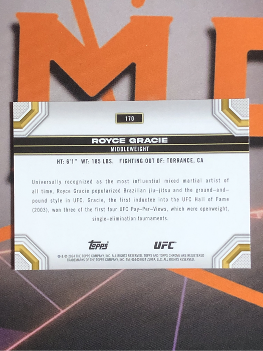 Royce Gracie PURPLE Topps Chrome UFC trading card