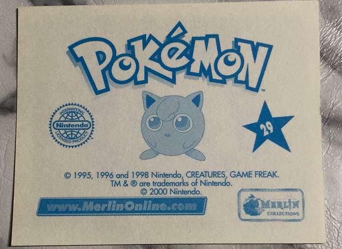 Pikachu Very RARE #29 Topps Merlin 2000s VINTAGE Pokemon sticker Unstuck