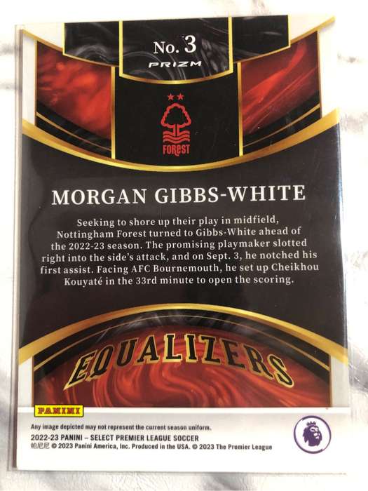 Morgan Gibbs White REFRACTOR Equalizers Select 2022 Soccer trading card