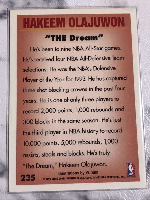 Hakeem Olajuwon FLEER 1993-94 NBA Basketball trading card