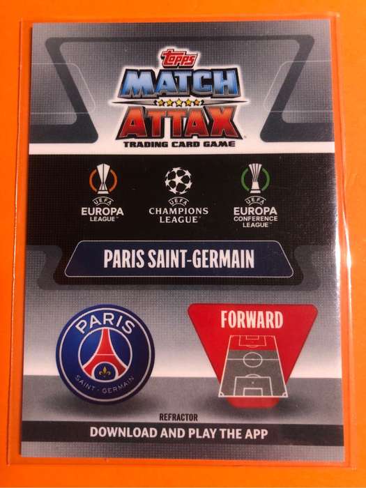 Kylian Mbappe Topps Chrome REFRACTOR Match Attax Soccer trading card