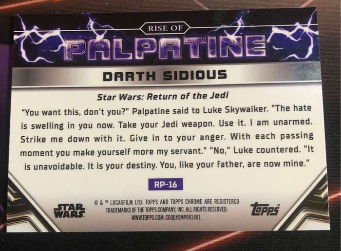 Rise of Palpatine Tempting Luke Skywalker Topps Chrome REFRACTOR Star Wars trading card