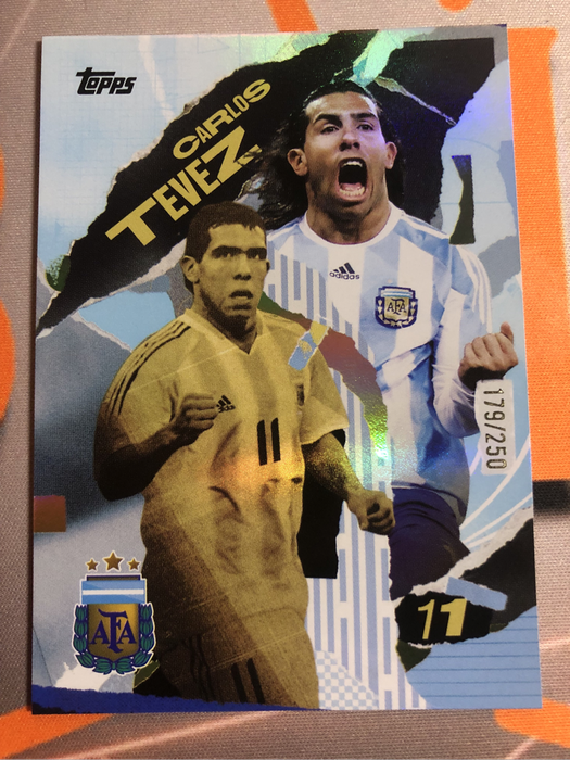 Carlos Tevez NUMBERED out of 250 First Goal Topps Argentina Soccer trading card 