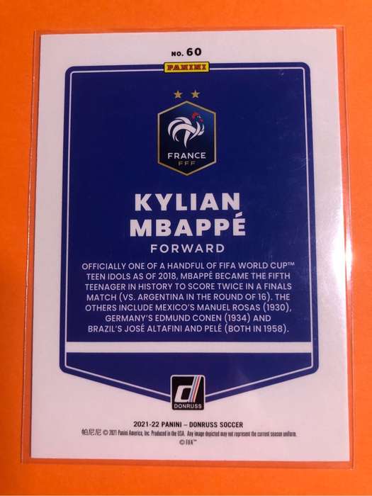 Kylian Mbappe Donruss 21-22 Soccer trading card