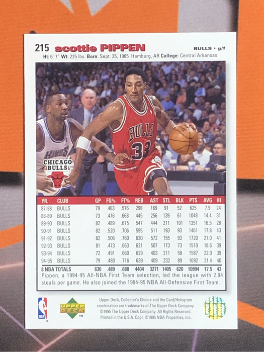 Scottie Pippen Upper Deck 1995 NBA Basketball trading card