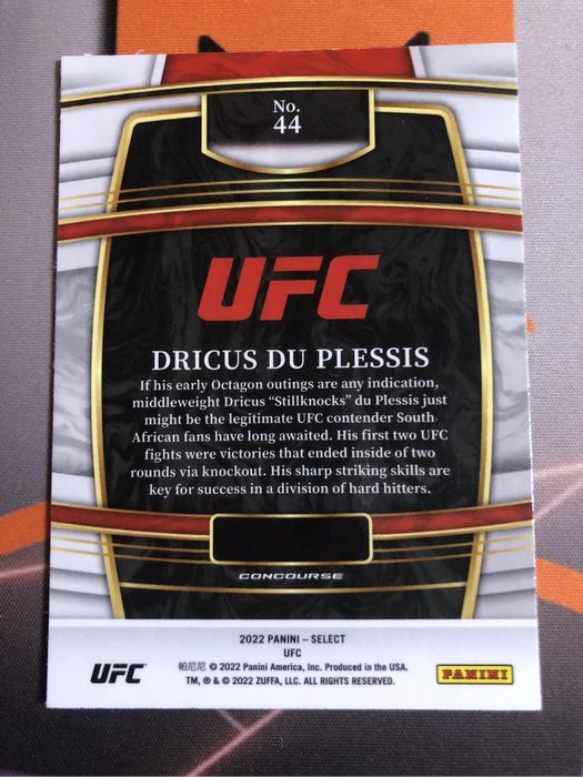 Dricus Du Plesis ROOKIE SELECT 2022 UFC trading card