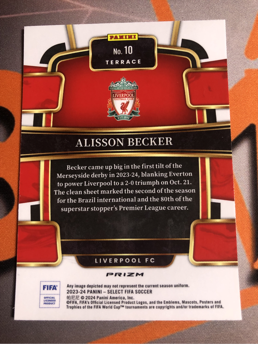 Alisson Becker RED Colour match SELECT soccer trading card