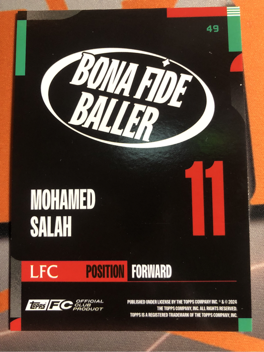 Mohamed Salah NUMBERED out of 250 Topps 2024 soccer trading card