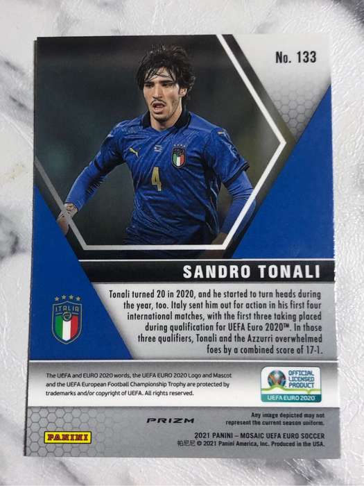 Sandro Tonali Mosaic Mirror refractor Euros 2021 soccer trading card