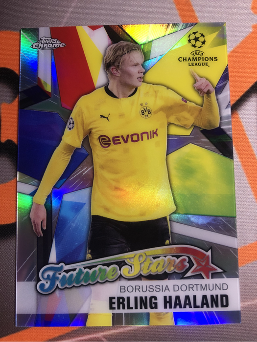 Erling Haaland RARE Future Stars REFRACTOR Topps Chrome 2021 soccer trading card